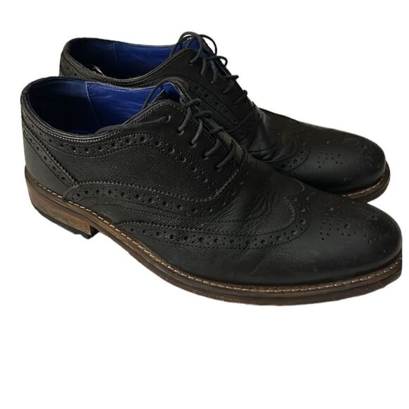 TED BAKER DRESS CASUAL LEISURE WALKING WINGTIP WORK SHOES BLACK SZ 9 - Picture 6 of 11